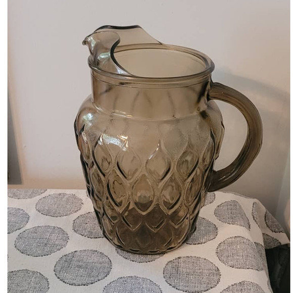 Libbey Other - Vintage Anchor Hocking Smoke Brown Madrid Diamond Pattern Pitcher